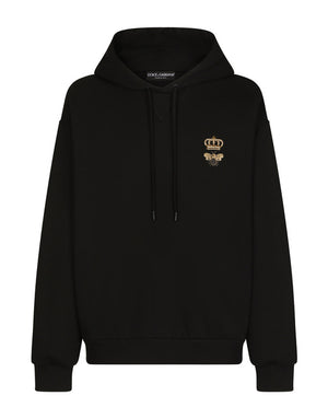 COTTON JERSEY SWEATSHIRT WITH HOOD AND EMBROIDERY