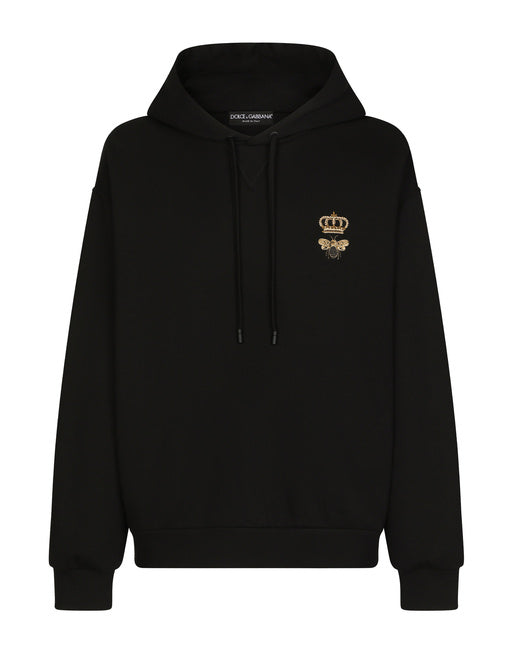 COTTON JERSEY SWEATSHIRT WITH HOOD AND EMBROIDERY