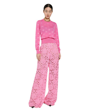 JACQUARD WOOL AND SILK SWEATER WITH TONE-ON-TONE DG LOGO