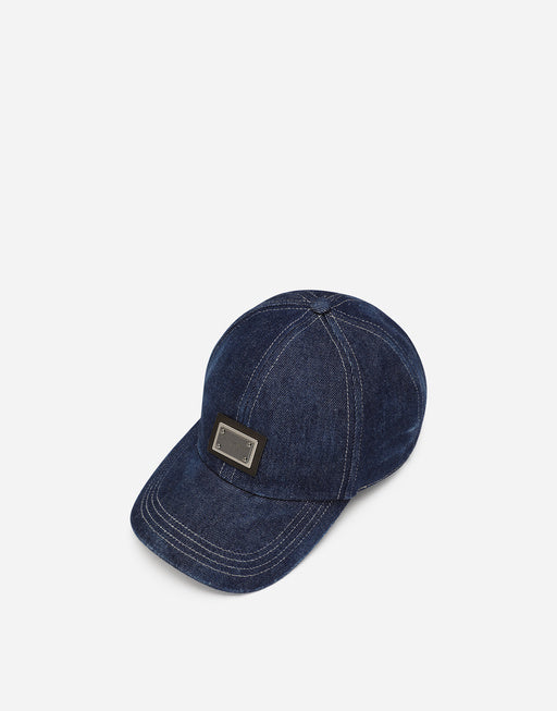DENIM BASEBALL CAP WITH LOGO TAG