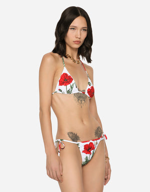 POPPY-PRINT TRIANGLE BIKINI
