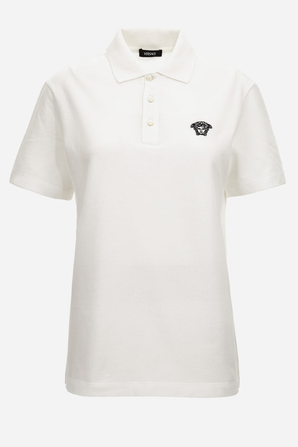 Polos In Piquet Fabric-Medusa Embroidery