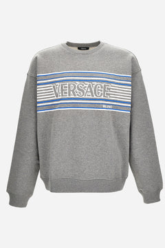 Sweatshirt In Non-Brushed Sweat Fabric-Stripe Versace Print
