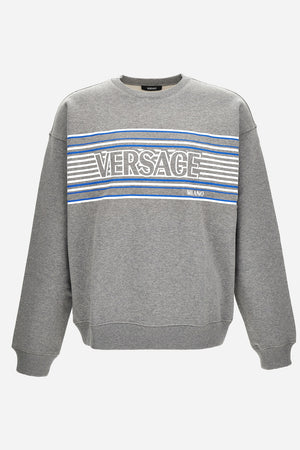 Sweatshirt In Non-Brushed Sweat Fabric-Stripe Versace Print