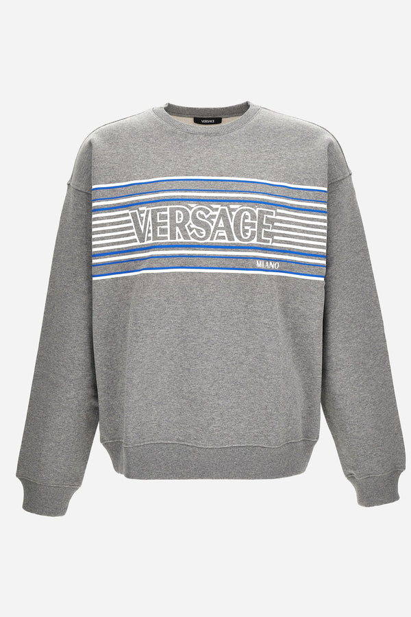 Sweatshirt In Non-Brushed Sweat Fabric-Stripe Versace Print