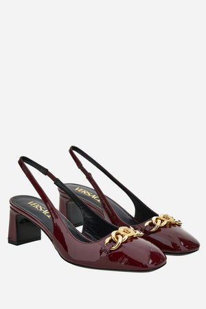 Icon Chain Sling Back  In Patent Leather