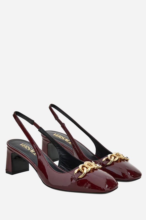 Icon Chain Sling Back  In Patent Leather
