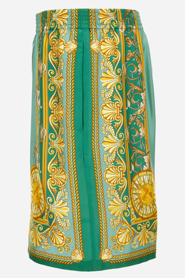 Shorts In Barocco Palm Print Silk Fabric