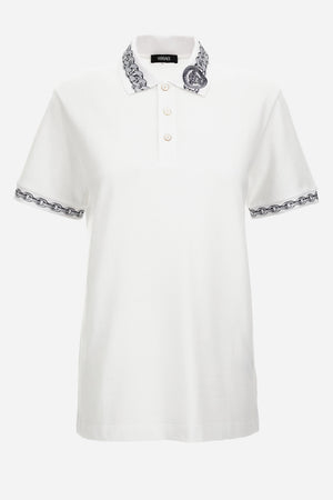 Polo In Piquet Fabric-Chain Print