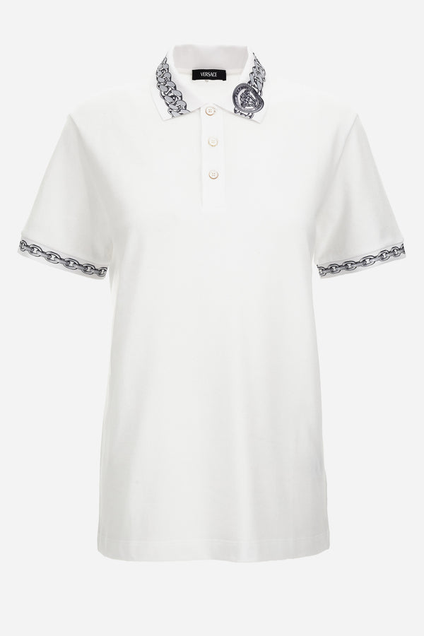 Polo In Piquet Fabric-Chain Print