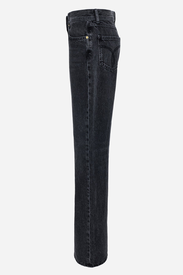 Pant Denim In Black Denim Fabric Stone Wash