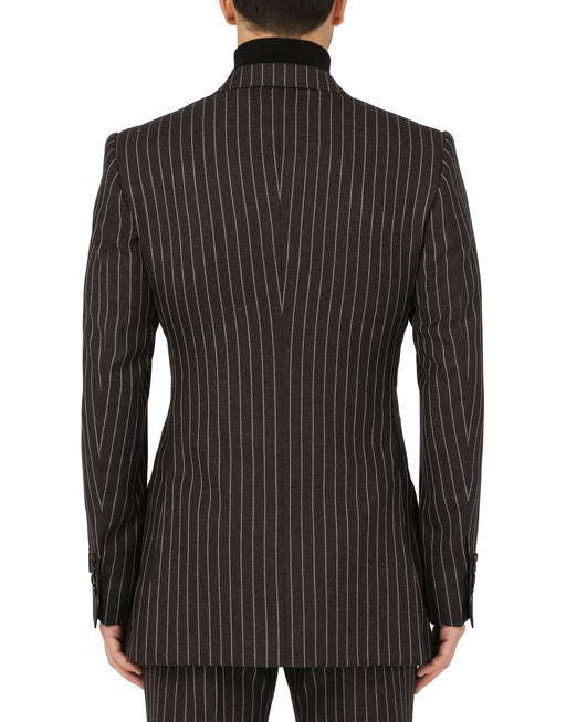 DOUBLE-BREASTED PINSTRIPE WOOL BEAT-FIT JACKET