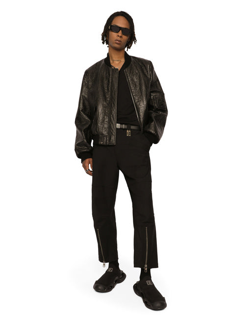 FAUX LEATHER JACKET WITH BRANDED TAG
