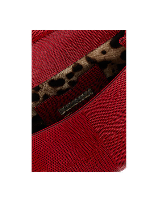 MEDIUM IGUANA PRINT CALFSKIN SICILY BAG WITH CRYSTAL DG LOGO PATCH