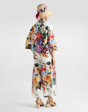 POPLIN PANTS WITH BOUQUET FLOWER PRINT