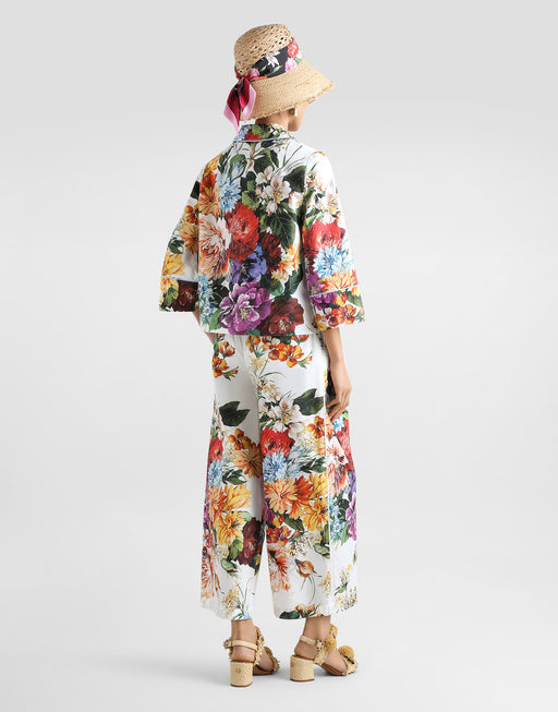 POPLIN PANTS WITH BOUQUET FLOWER PRINT
