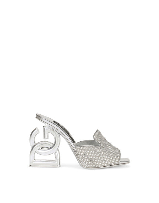 MULES WITH FUSIBLE RHINESTONE DETAILING AND 3.5 HEEL