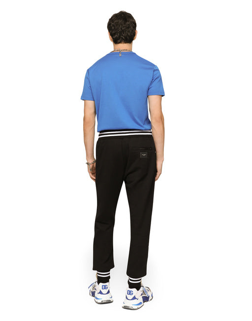 COTTON V-NECK T-SHIRT WITH BRANDED PLATE