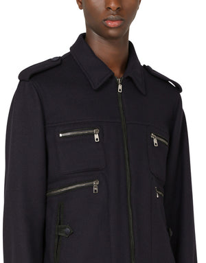 CASHMERE JACKET WITH LEATHER DETAILS