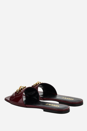 Icon Chain Flat Sandal  In Patent Leather