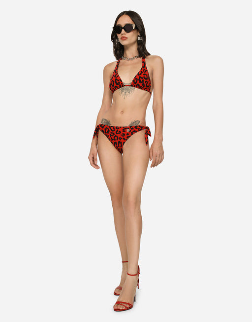 LEOPARD-PRINT PADDED TRIANGLE BIKINI