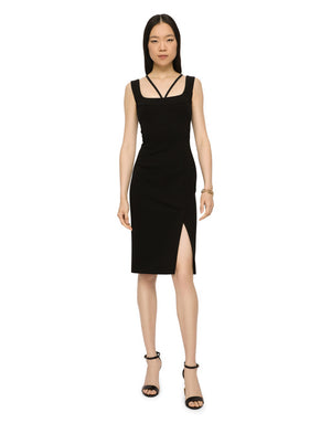 SLEEVELESS JERSEY CALF-LENGTH DRESS
