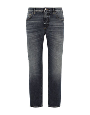 WASHED STRETCH DENIM LOOSE JEANS