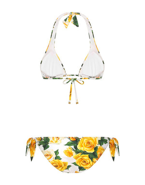TRIANGLE BIKINI WITH YELLOW ROSE PRINT