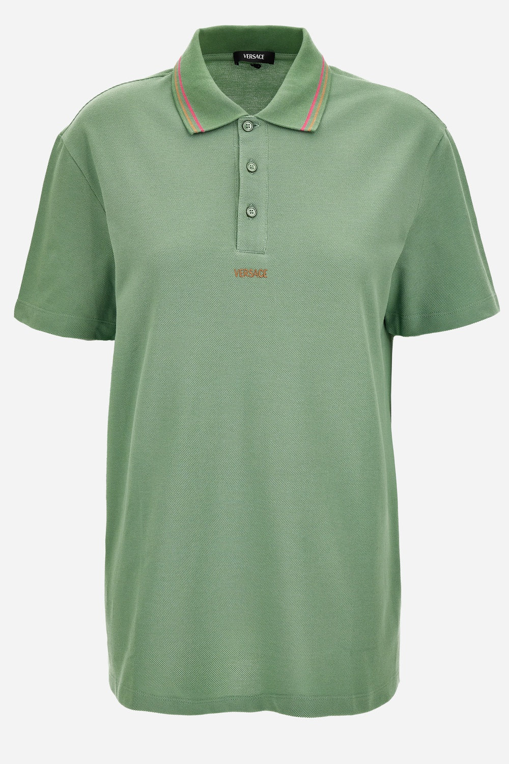 Polo In Piquet Fabric-Versace Embroidery