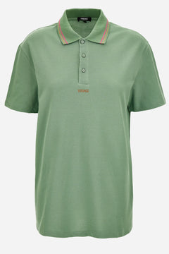 Polo In Piquet Fabric-Versace Embroidery
