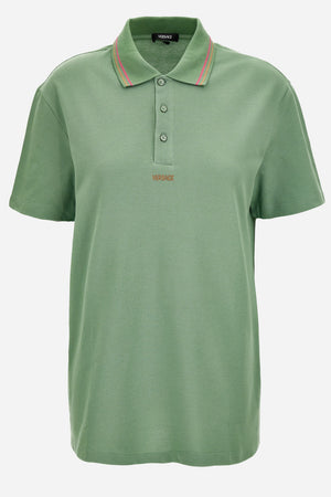 Polo In Piquet Fabric-Versace Embroidery