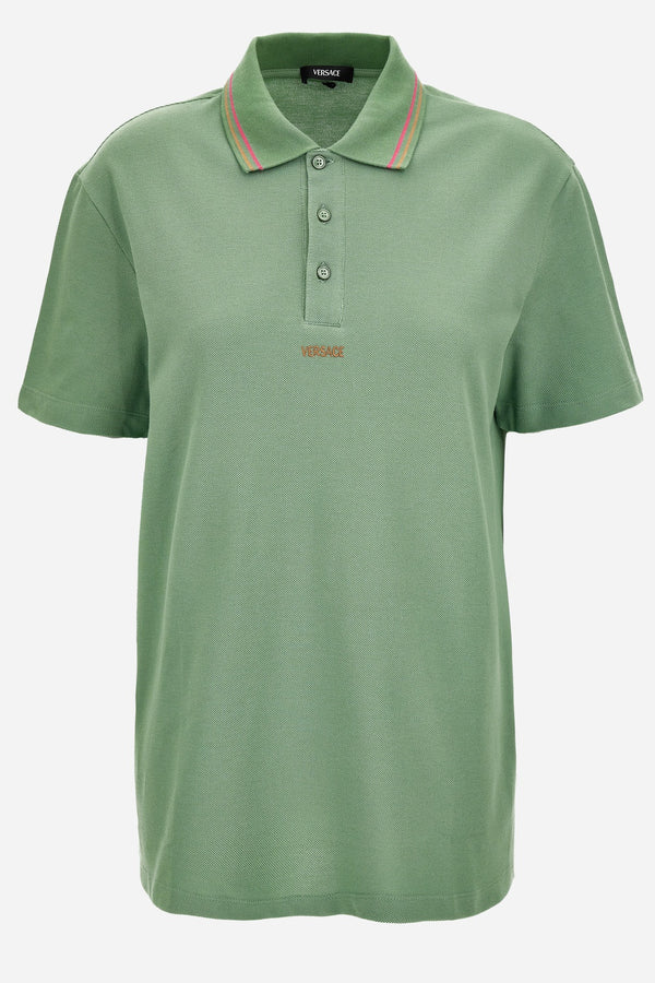 Polo In Piquet Fabric-Versace Embroidery
