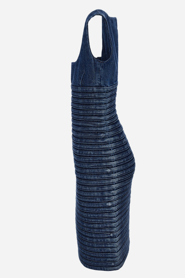 Dress Denim In Embroiderd Stripes R Washed  Medium Blue