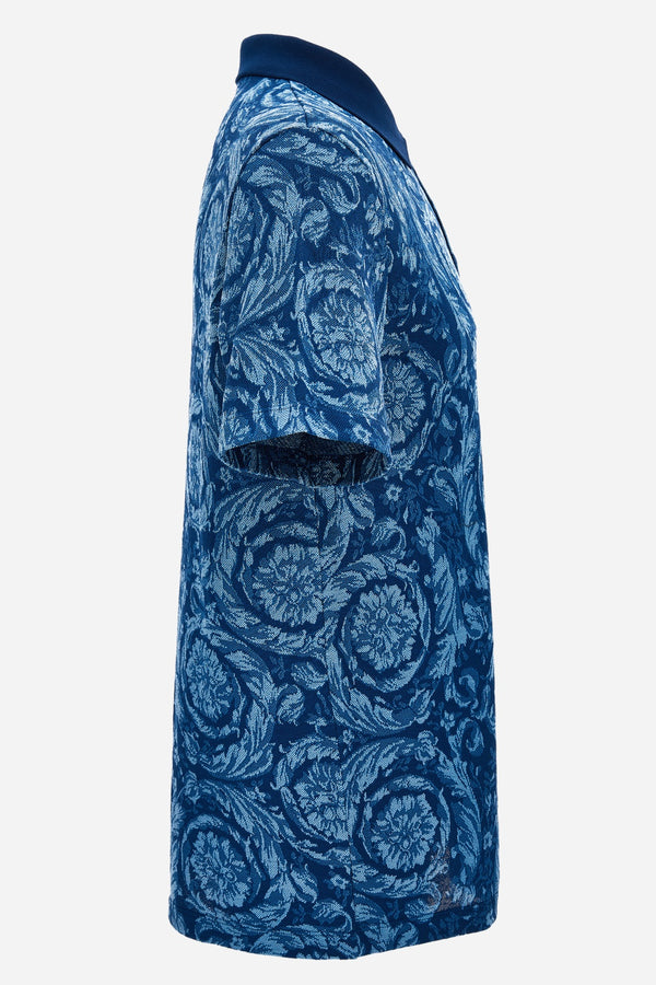 Polo In Barocco Jacquard Piquet Fabric