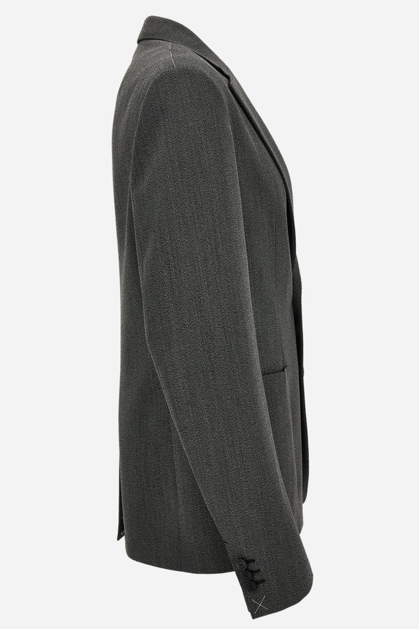 Formal Jacket In Wool Twill Mouline Fabric