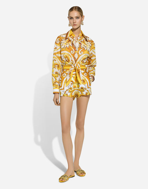 COTTON POPLIN SHORTS WITH MAJOLICA PRINT