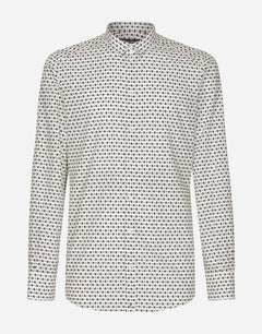 POPLIN GOLD-FIT SHIRT WITH DG LOGO PRINT
