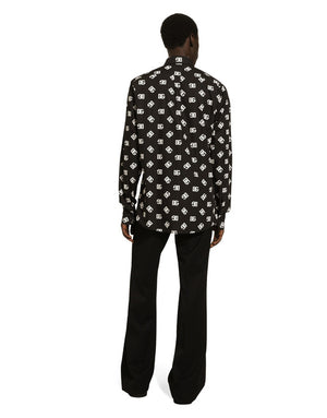 COTTON MARTINI-FIT SHIRT WITH DG MONOGRAM PRINT
