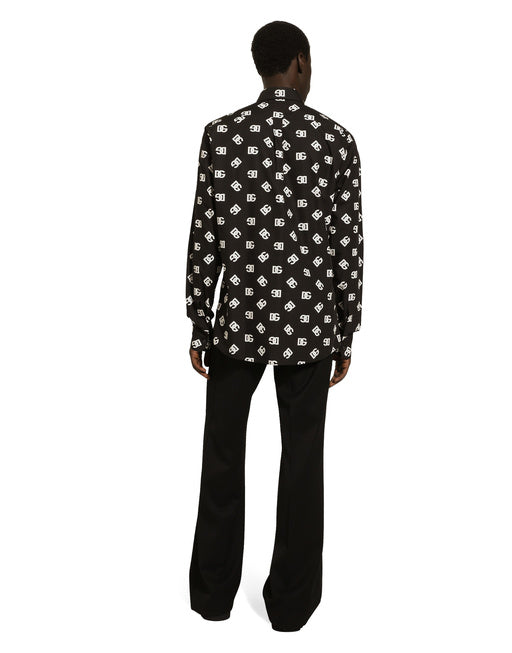 COTTON MARTINI-FIT SHIRT WITH DG MONOGRAM PRINT