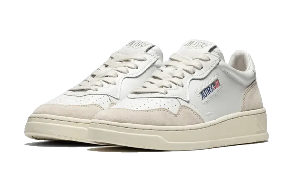 Autry Medalist Leather Suede Low Blanco