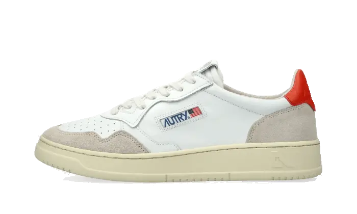 Autry Medalist Leather Suede Low Blanco Naranja