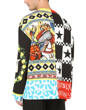 JERSEY SWEATSHIRT WITH CARRETTO PATCHWORK PRINT