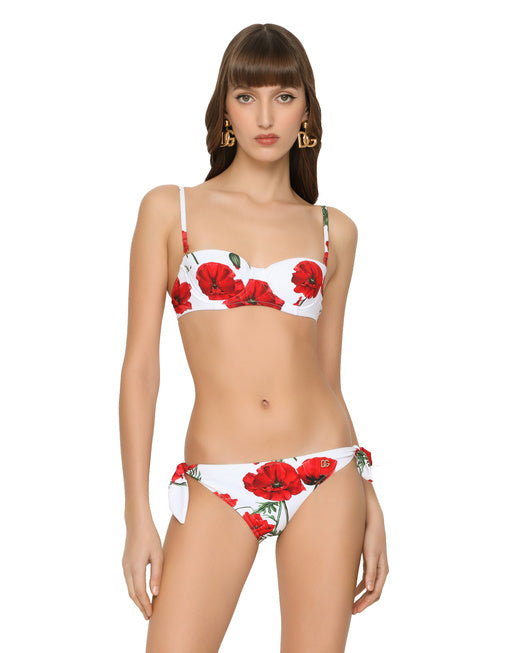 POPPY-PRINT BALCONETTE BIKINI