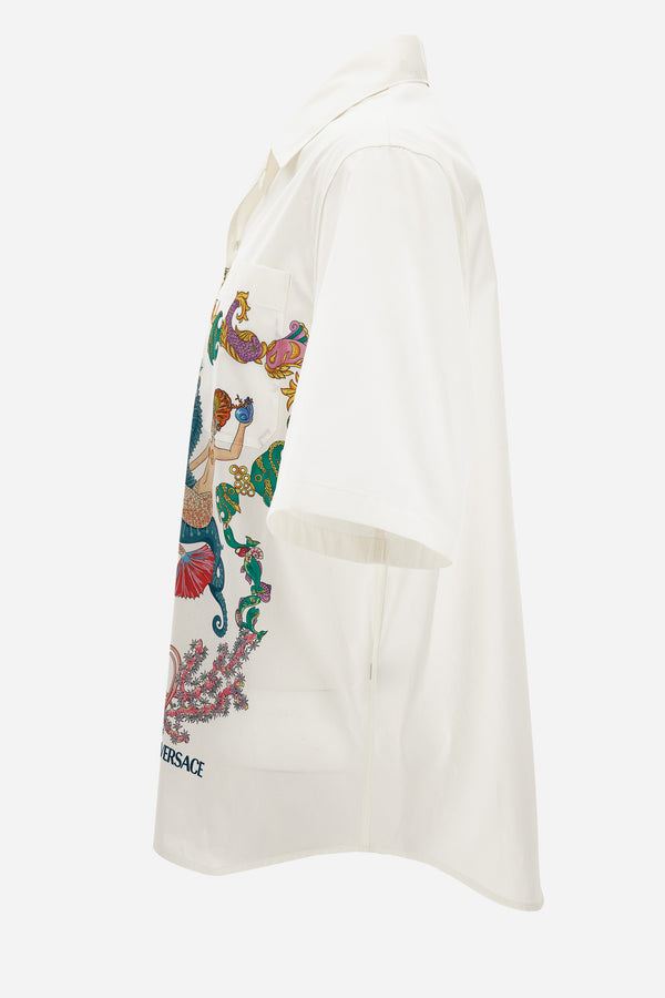 Informal Shirt In Poplin Fabric Coral Theatre Crest Print