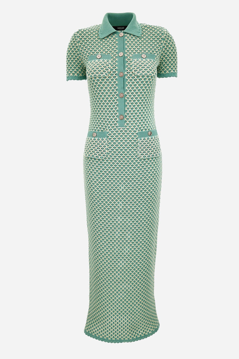 Knit Dress In Crochet Compact Cotton