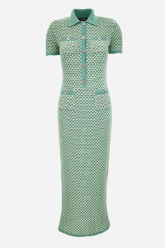 Knit Dress In Crochet Compact Cotton