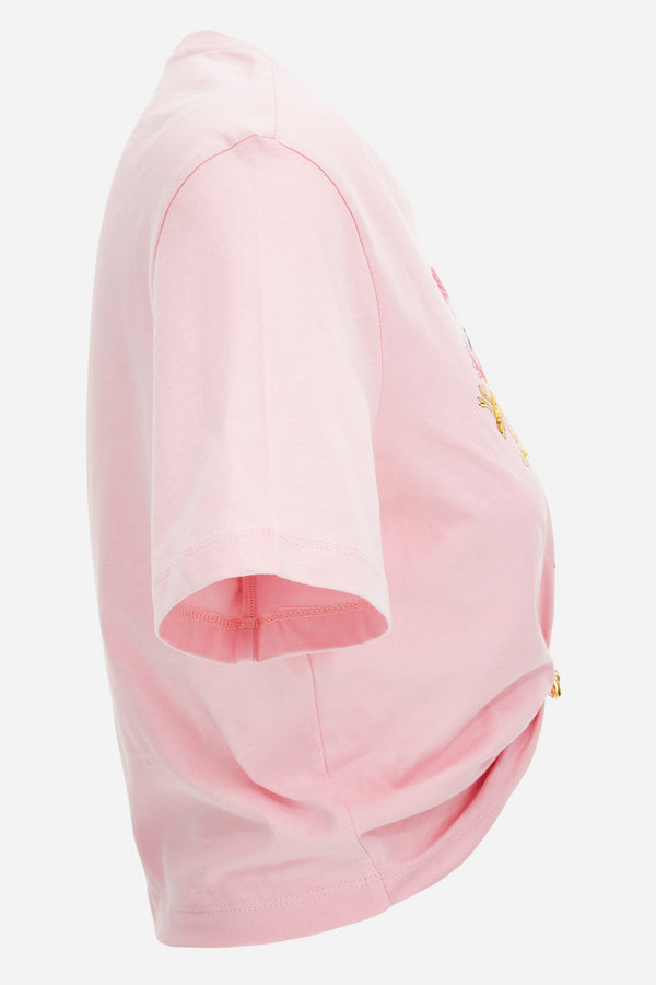 T-Shirt In Jersey With Versace Palm Print