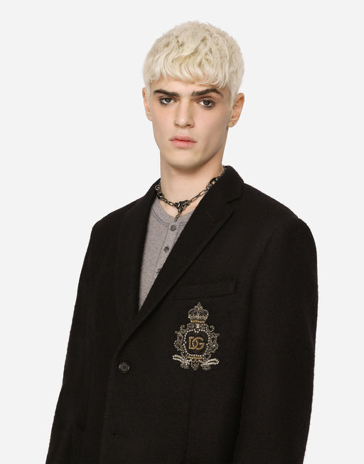 STRETCH JERSEY JACKET WITH HERALDIC PATCH