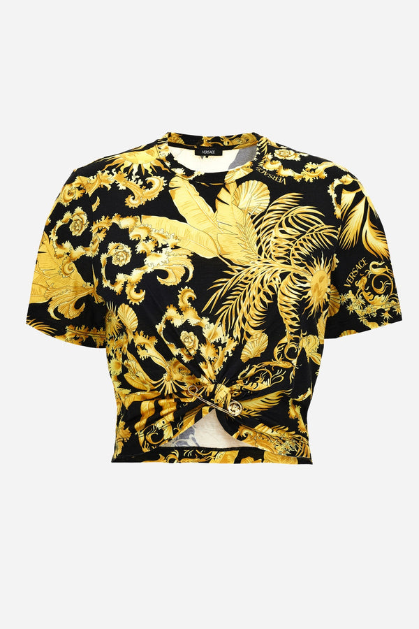T-Shirt In Jersey Cotton Print Barocco Palm Allover