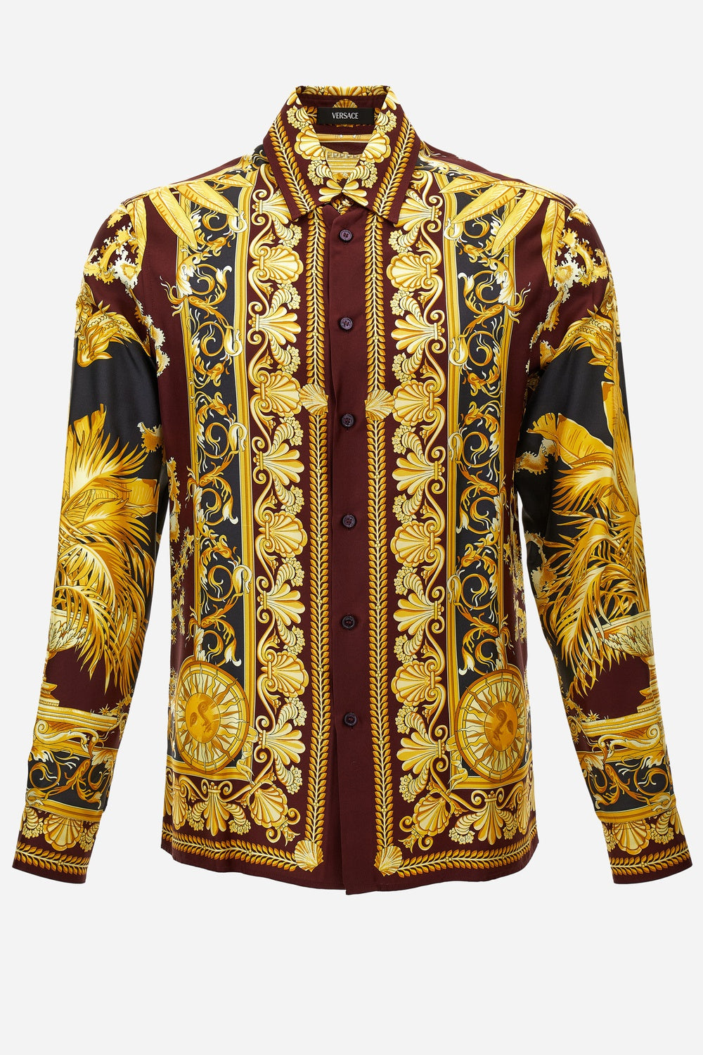 Informal Shirt In Barocco Palm Print Silk Fabric